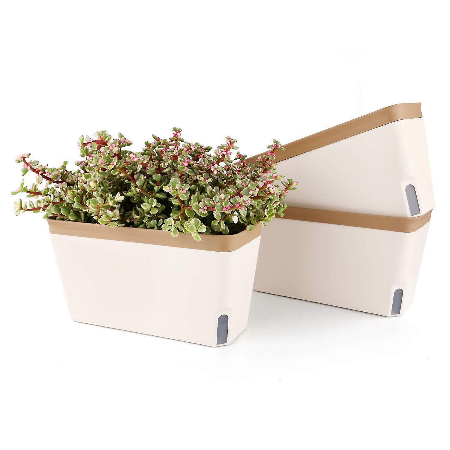 Self-Watering Rectangular Planter For Balconies Offices Windowsills