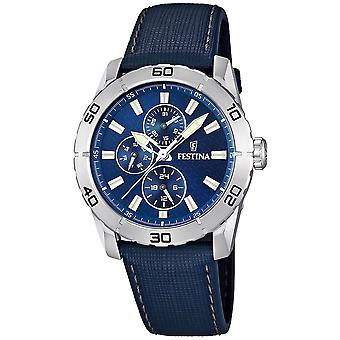 Festina miehet kvartsi analoginen mies katsella Cowhide ranne koru F16607/2