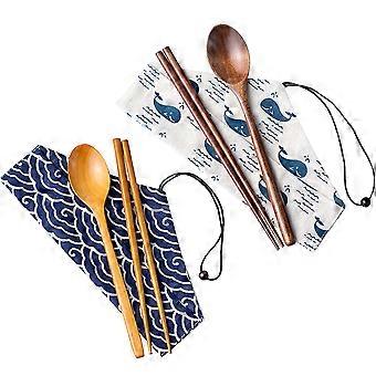 Camping Cutlery Kit Chopstick Spoon Kit for Baby Use 2Sets Portable