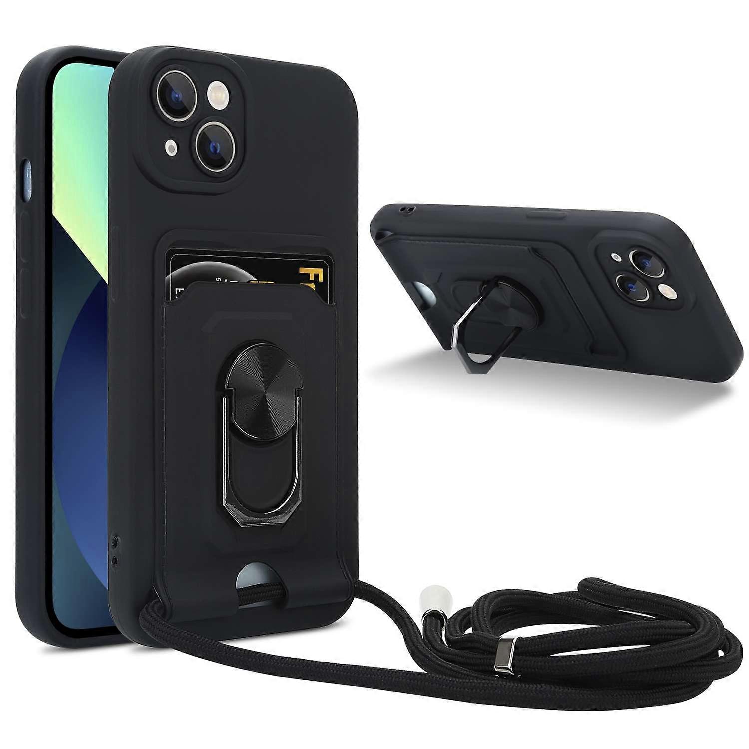 Case compatible with iPhone 14 PLUS, protective case with chain and stand function