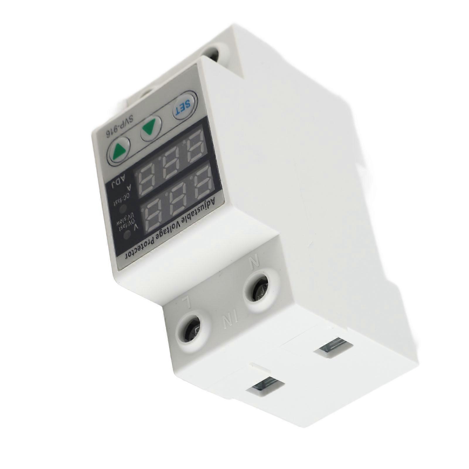 Intelligent Single Phase Adjustable Over Voltage Under Voltage Current Protector 230VAC(63A)