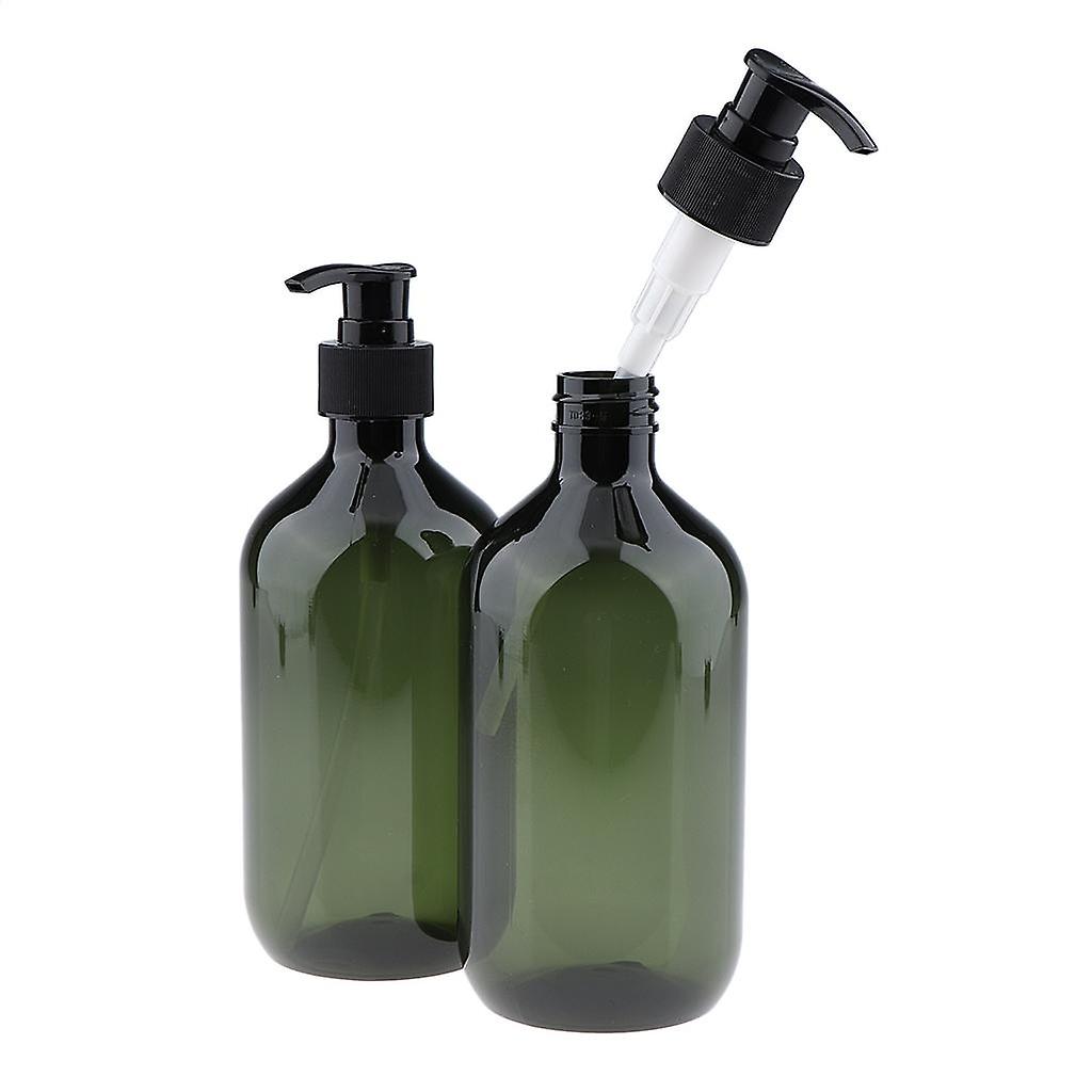 Empty Translucent PET Shampoo Conditioner Pump Bottles 500ml Green