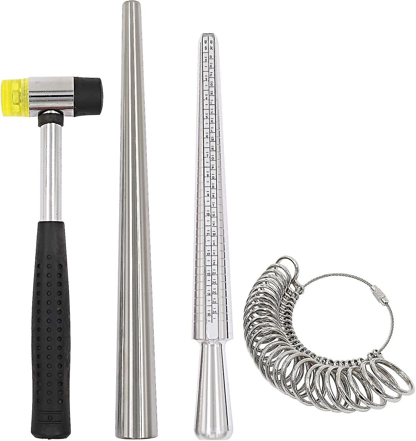 4 Pieces Ring Sizer Tool Metal, Ring Sizing, Measuring Stick Wire Wrap Rings Tools Making Kit