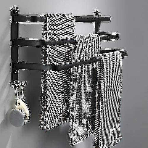 バスルームタオルラック、シャワーとキッチン用の黒い壁に取り付けられたタオルバー、ダブルフック付きの防水ドアバー最高の贈り物