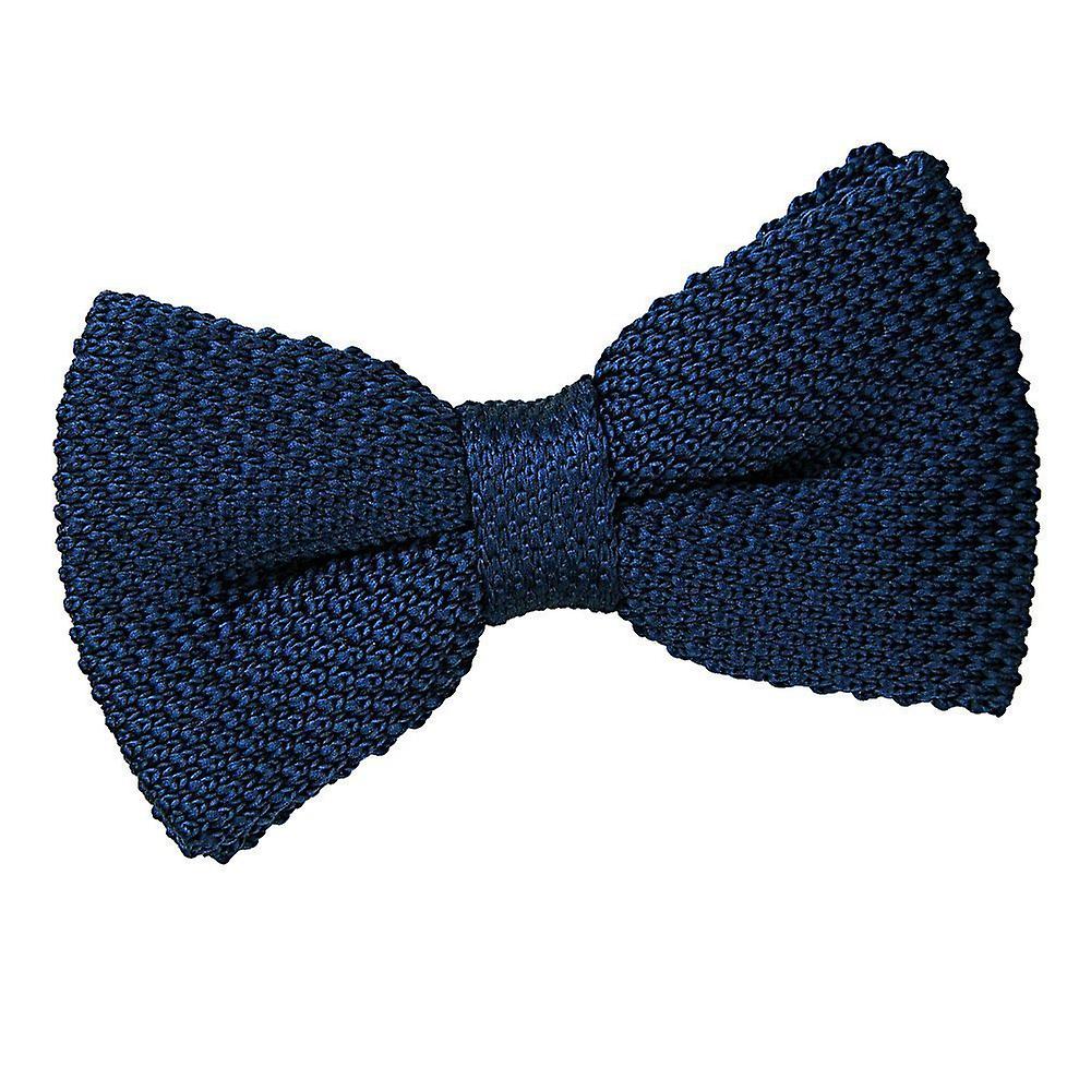 Navy Blue Knit Knitted Pre-Tied Bow Tie
