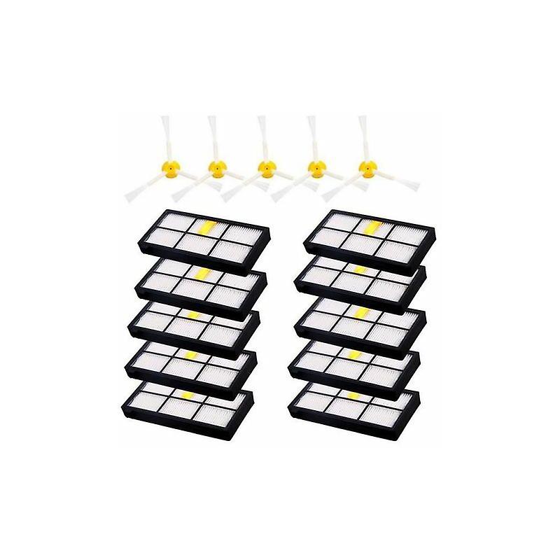 10pcs HEPA Filters + 5pcs Side Brushes for iRobot Roomba 880 870 800 900 15PCS Vacuum Cleaners