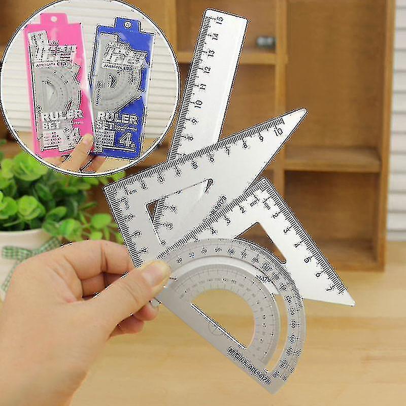 4件学生绘画学校用品套装方形尺铝合金