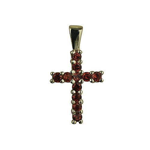 9ct Gold 24x17mm Garnet set Cross