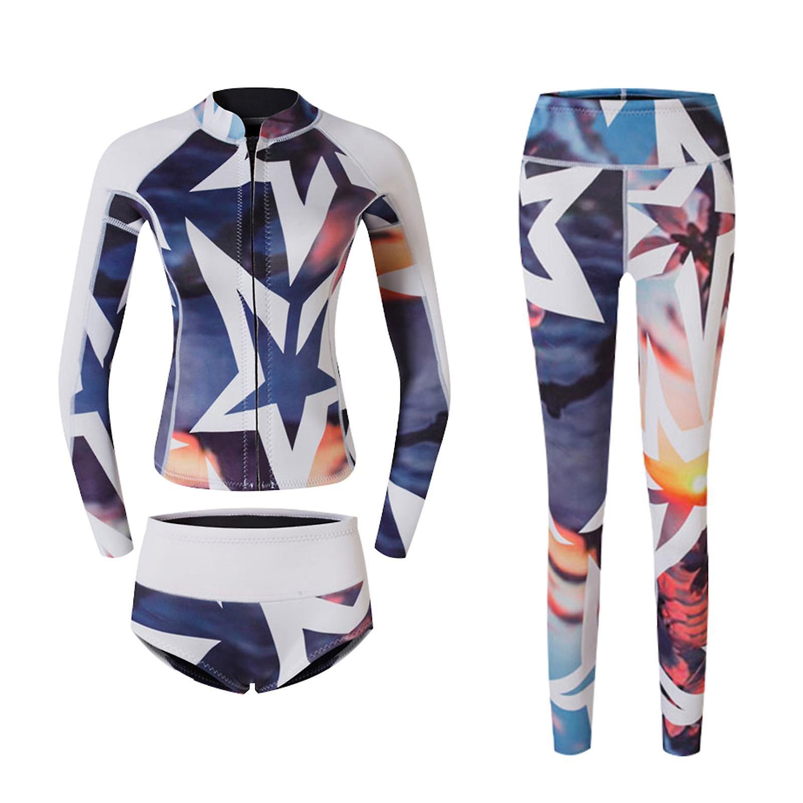 3 قطع / مجموعة المرأة بذلة الغوص الغطس بدلة ركوب الأمواج سيدة السراويل سترة S