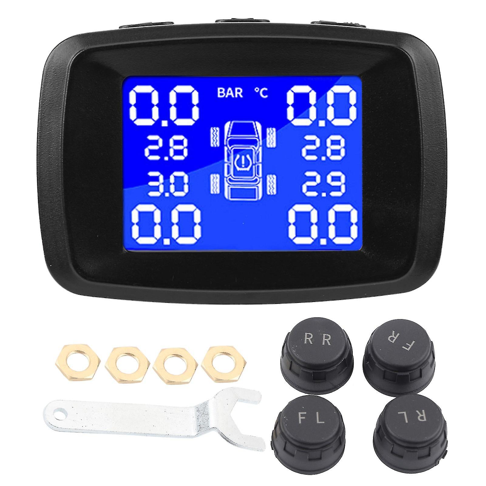 Car Tyre Pressure Monitoring System Cigarette Lighter Lcd Monitor With 4 External Sensors