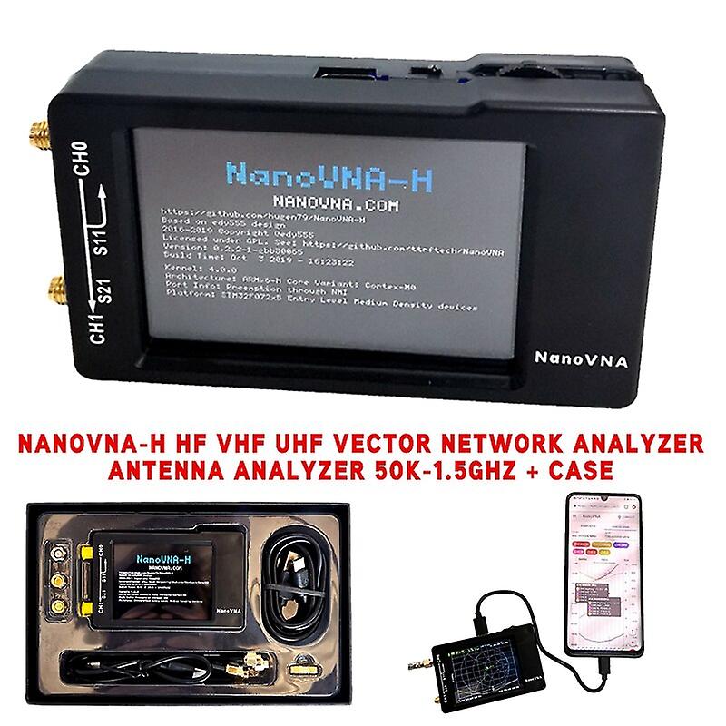 2.8 Inch Nanovna-h Hf Vhf Uhf Vector Network Analyzer Antenna Analyzer 50k-1.5ghz + Case Electrical Instruments Usb 5v 120ma New