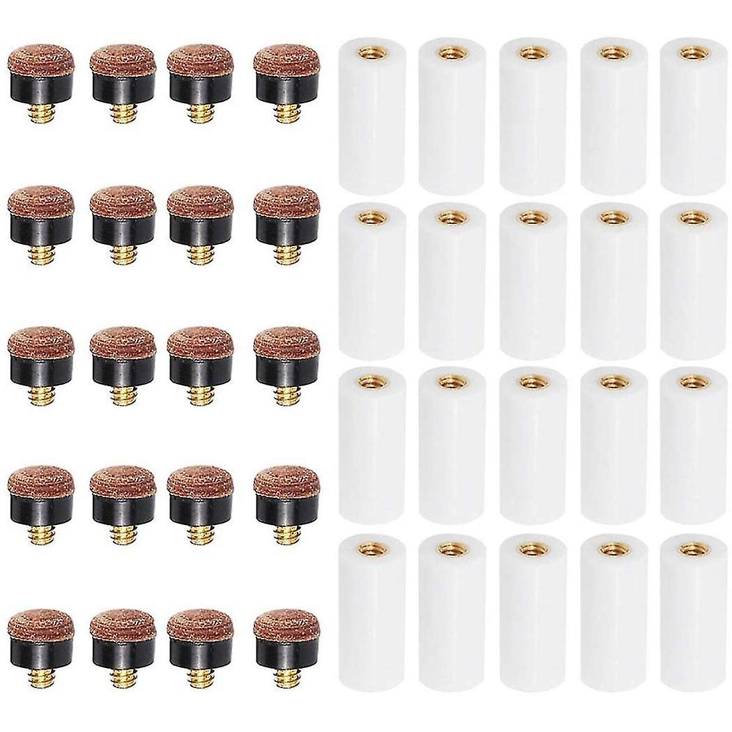 20sets Billiard Cue Tips With Pool Cue Stick Ferrules 12mm Billiard Screw-on Tips Replacement For N