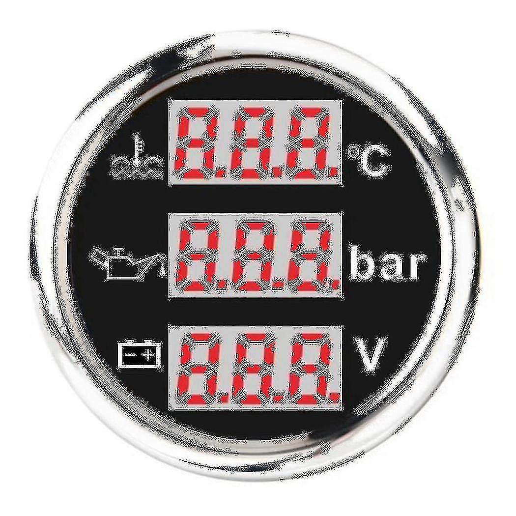 Universal 52mm 3 In 1 Multi-function Digital Gauge Waterproof Black