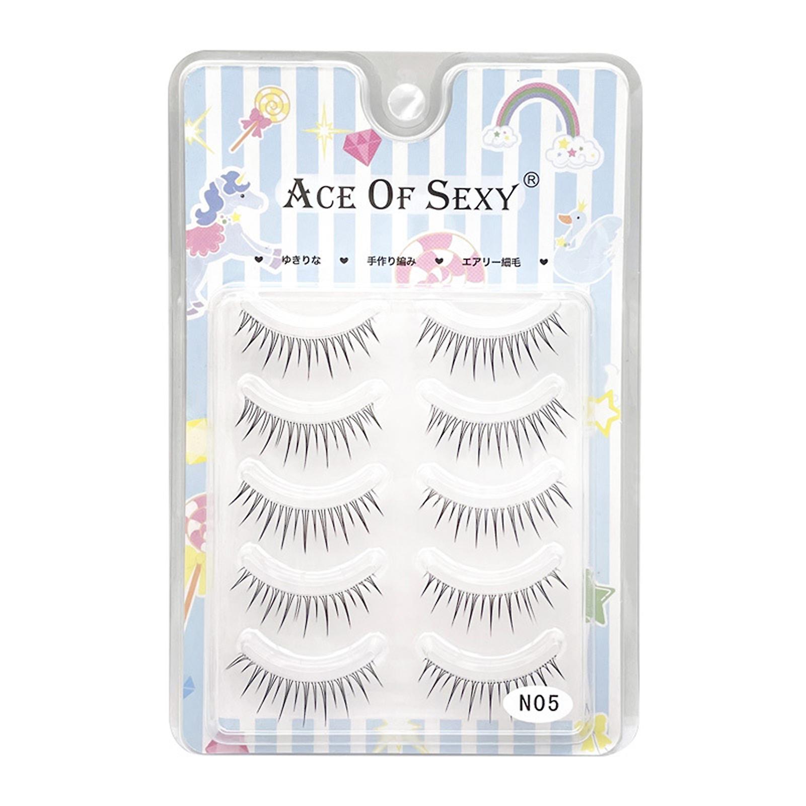 5 Pairs Slender Long Eyelashes Diy Fluffy Effect Lightweight Lashes