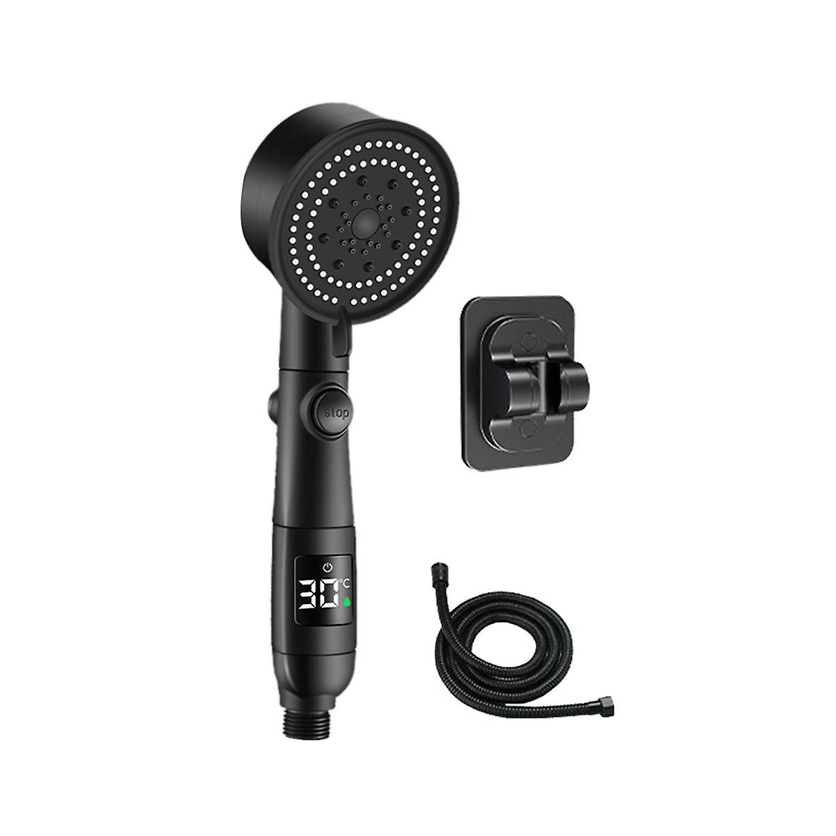 5-Mode Adjustable Temperature Digital LED Display Shower Head Upgraded Motor Version Turbocharged R