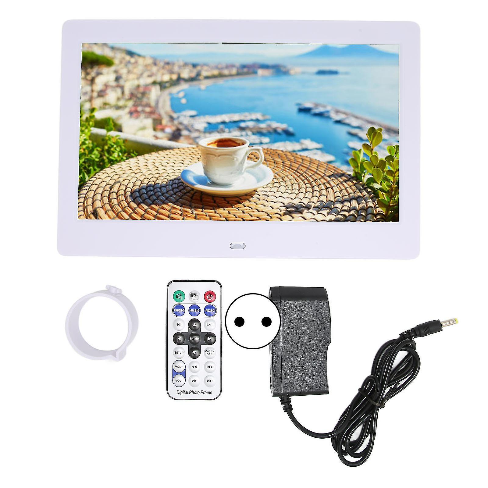 10.1" HD Digital Photo Frame with Remote - Clear Display, Adjustable, Perfect Gift White EU Plug