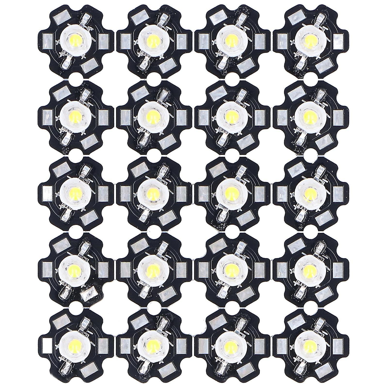 20pcs LED Lamp Bead Low Voltage High Light Aluminum LED Chip Bulb with Aluminum Substrate for DIY Lighting Fixtures Pure White