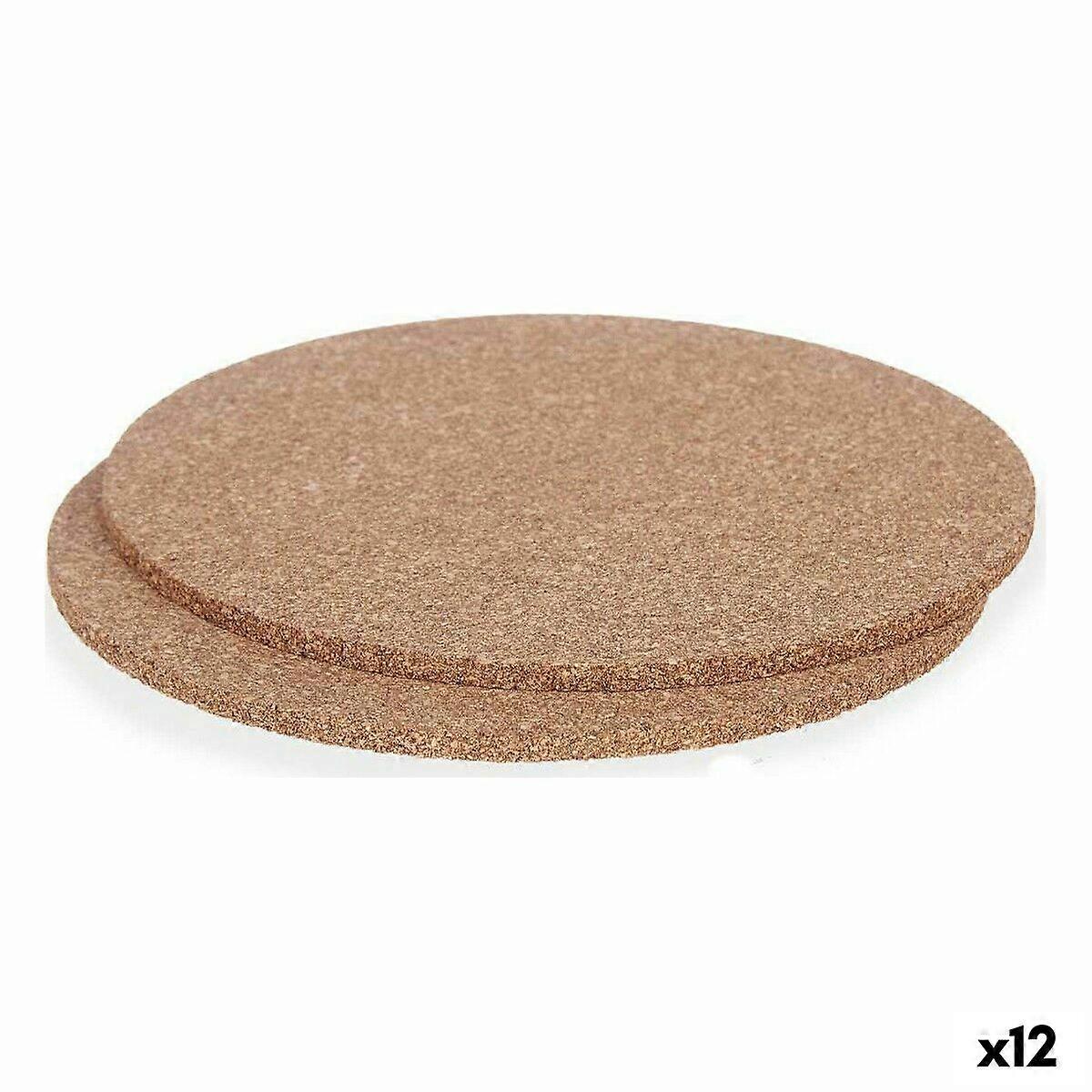 Trivet set Kinvara Natural Cork 18 x 1 x 18 cm 18 x 0,5 x 18 cm Table Mat (12 Units)
