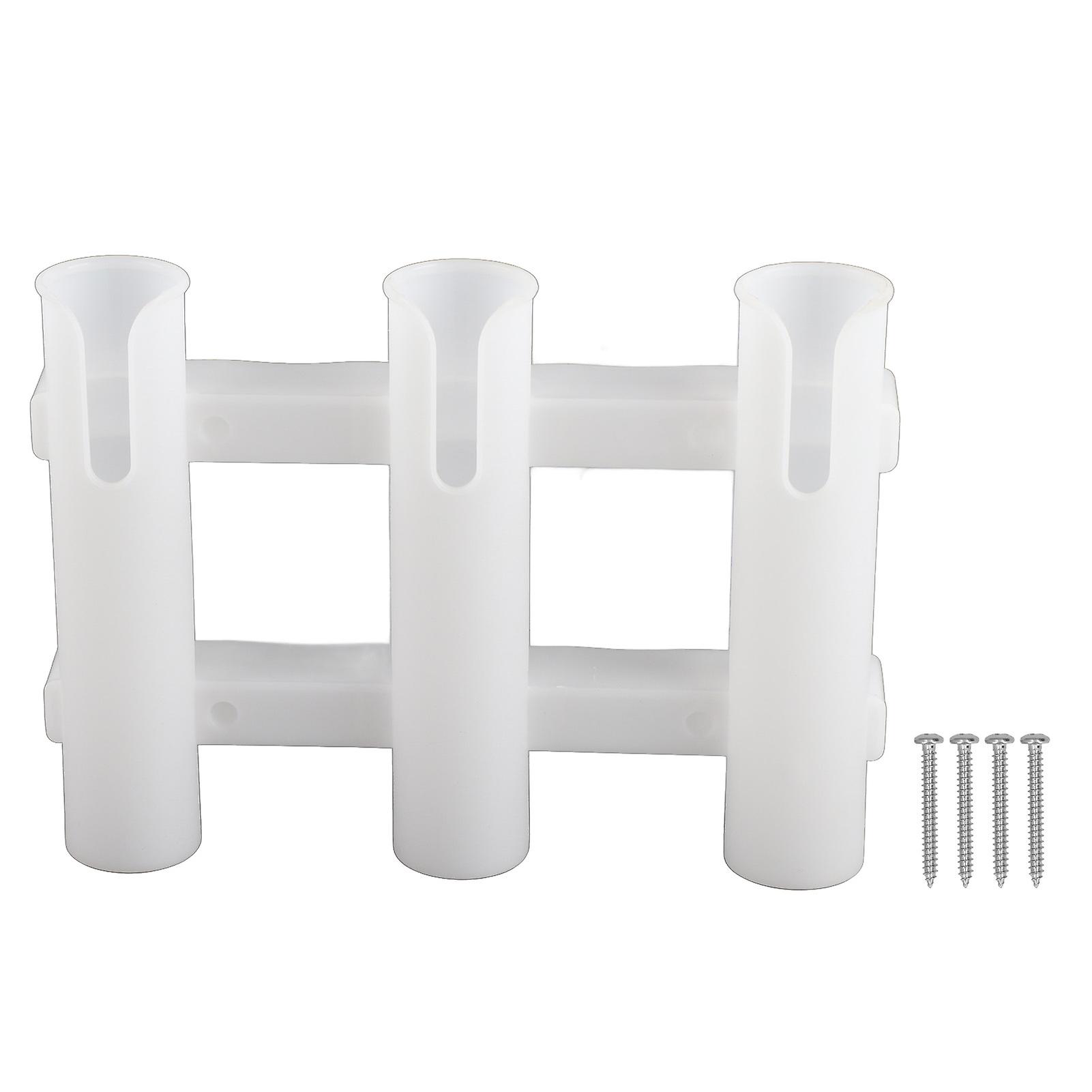 Support de canne à pêche en ABS à 3 tubes, accessoires de pêche pour kayak d'eau douce et de mer, blanc