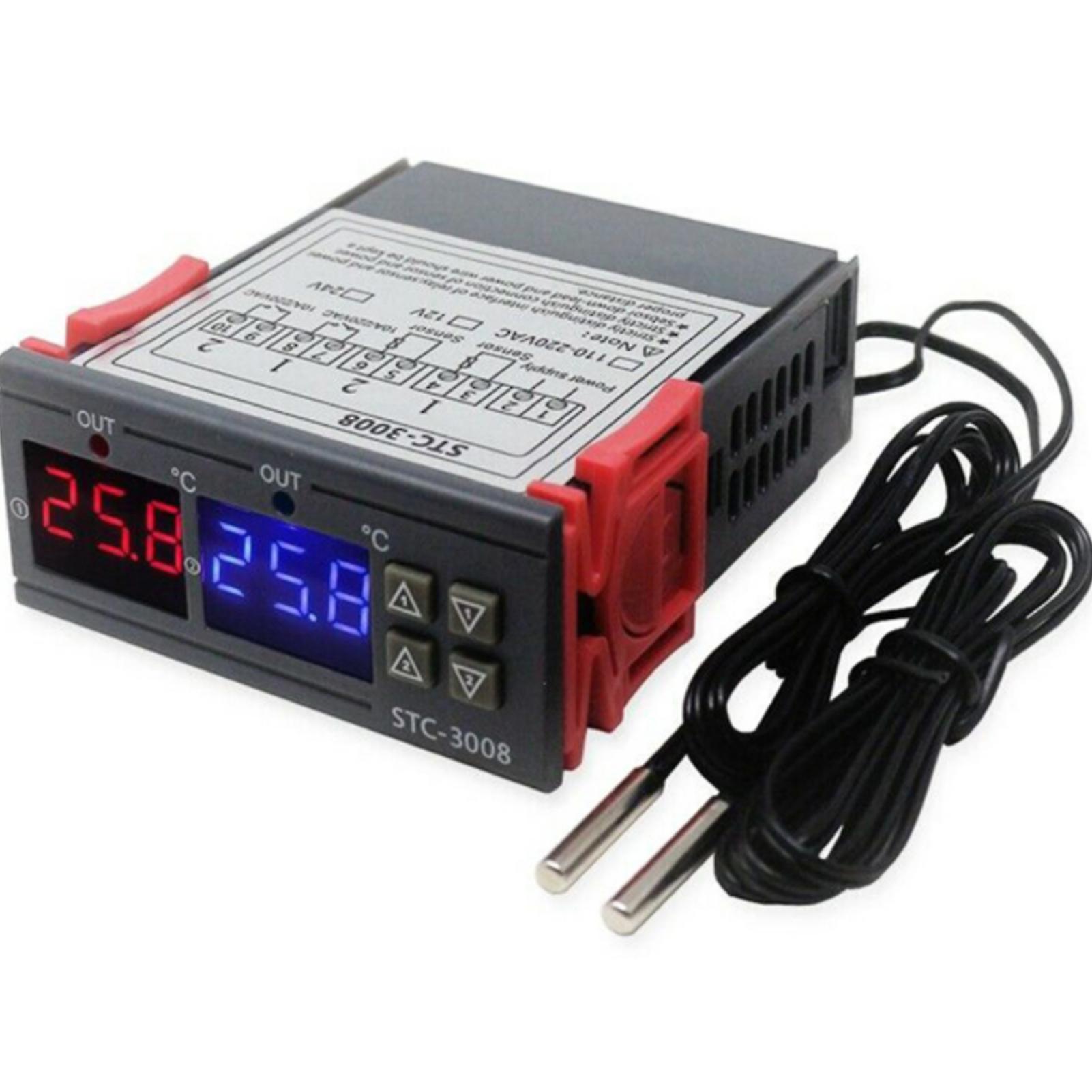 110-220V Microcomputer Intelligent Dual Control Digital Display Temperature Controller Adjustable Switch