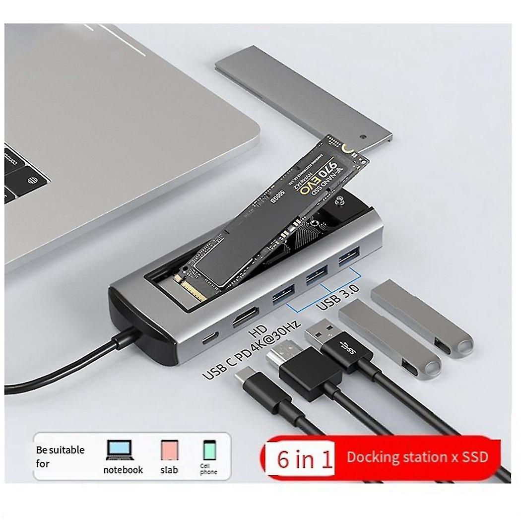 6-in-1 Usb Type-c Docking Station Multi-function Fast Charging Station Docking Station Sata Single