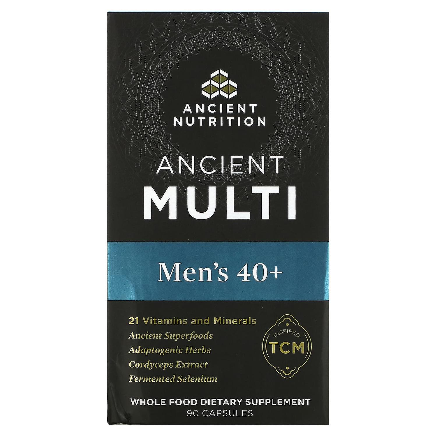 Dr. Axe / Ancient Nutrition, Ancient Multi, Mænd 40+, 90 kapsler