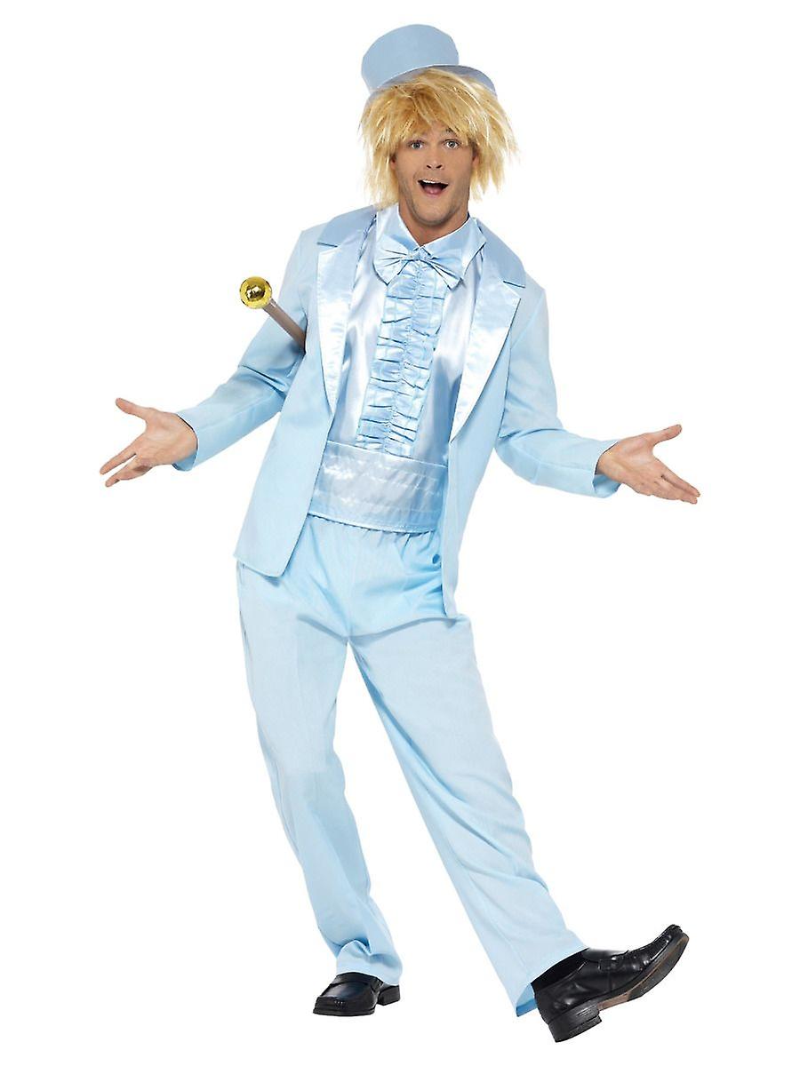 Dumb and Dumber Light Blue Tuxedo Costume for Men with Matching Top Hat – Classic 90s Party and Halloween Suit