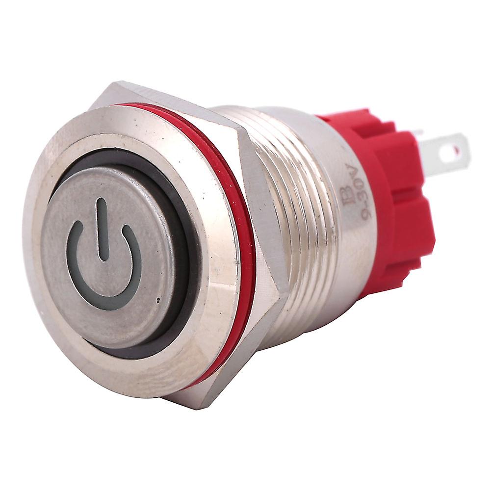 Metal Push Button Switch DC9~30V 19mm 1NO 1NC Self Locking Switch with Light Blue(Ring Power Lamp High Head Self locking )