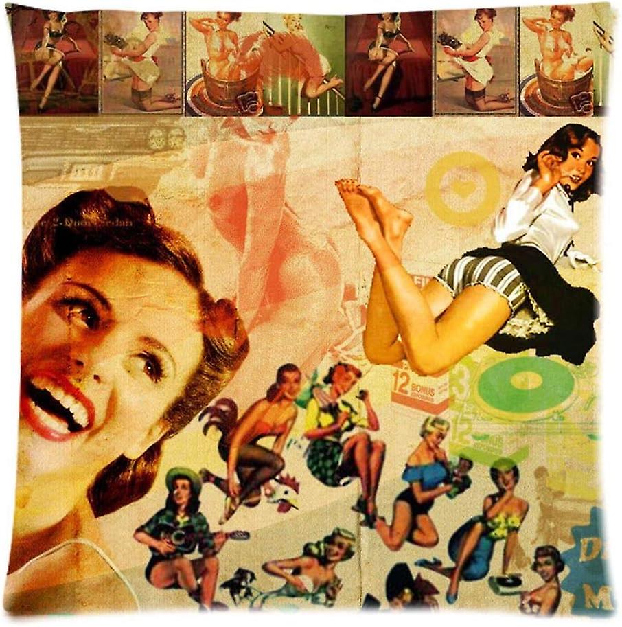 2020パーソナライズされた枕カバーピンナップガールプリント枕カバーポリエステルソファ車のクッションカバー家の装飾18 "x18"(45x45cm)