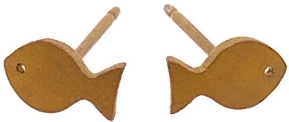 Ti2 Titanium Fish 7mm Stud Earrings - Tan Beige
