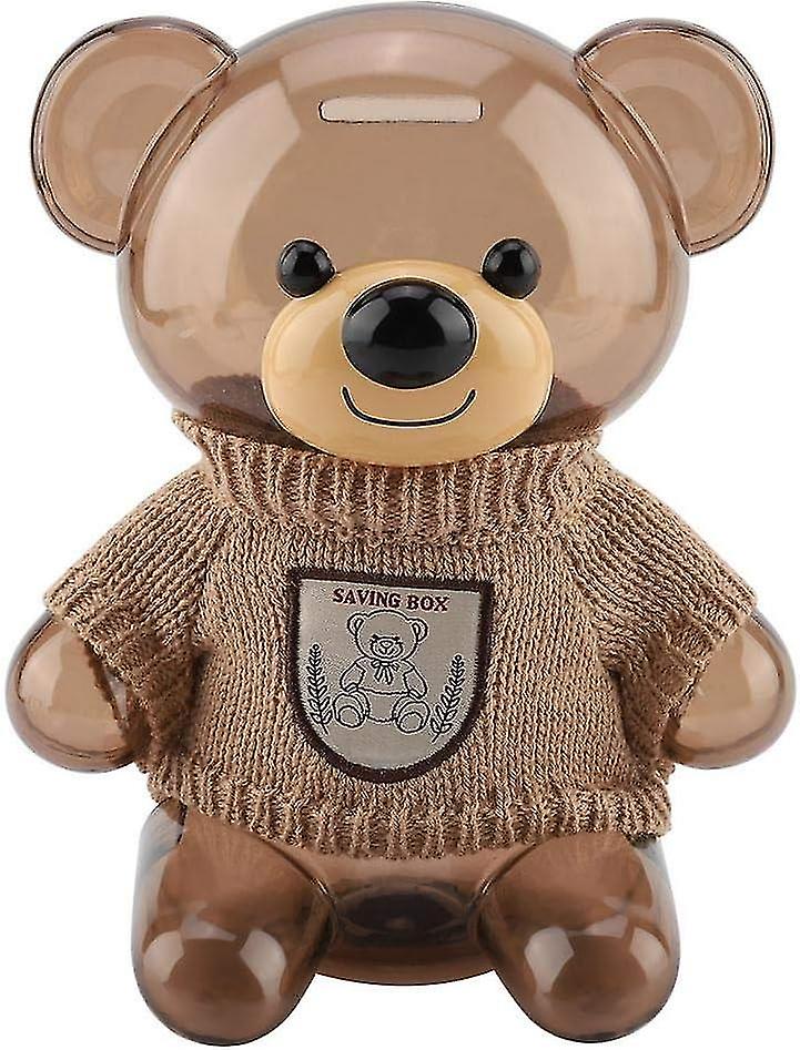 2024,貯金箱、ポータブル子供用コイン貯金箱貯金箱漫画服ベアプラスチック透明月