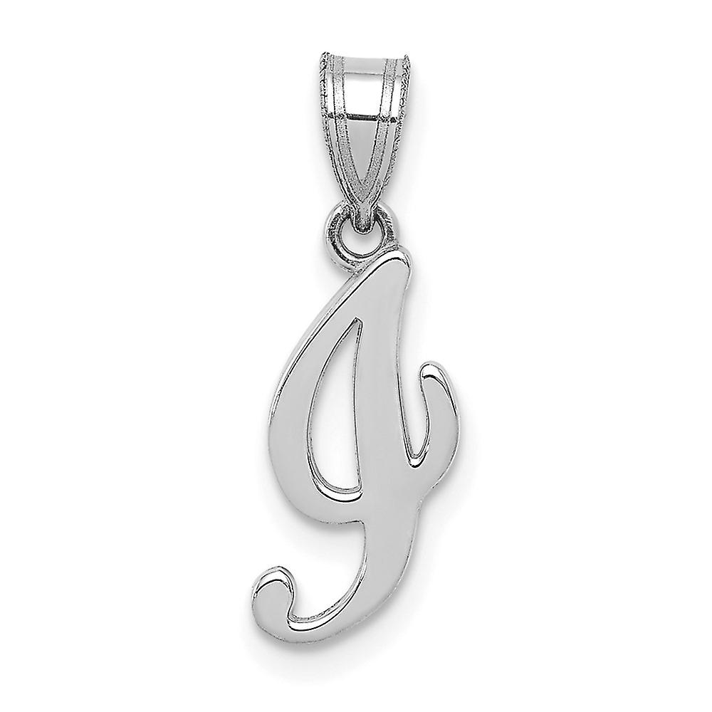 14k or blanc blanc script lettre I Initial pendentif collier-pendentif pour femmes - .7 grammes