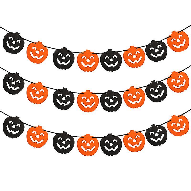 3pcs Pumpkin Flags For Halloween Decor
