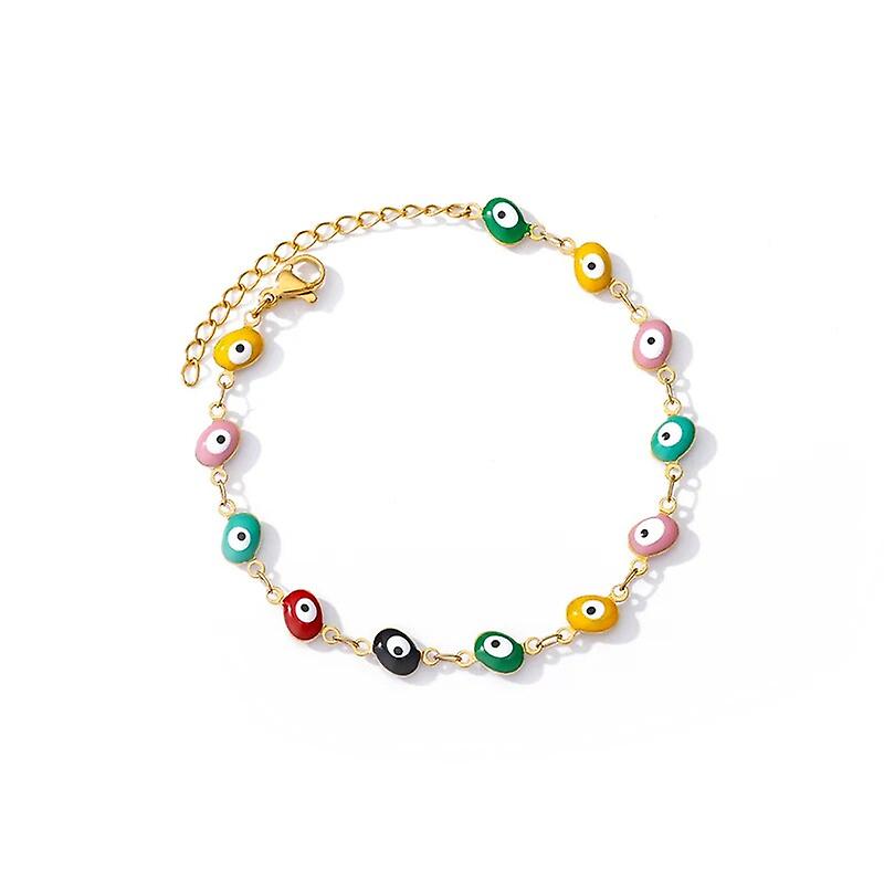 Turkey Evil Eye Bead Bracelet For Women Stainless Steel Silver Color Chain Thin Bracelets Female Boho Fashion Jewelry Gift