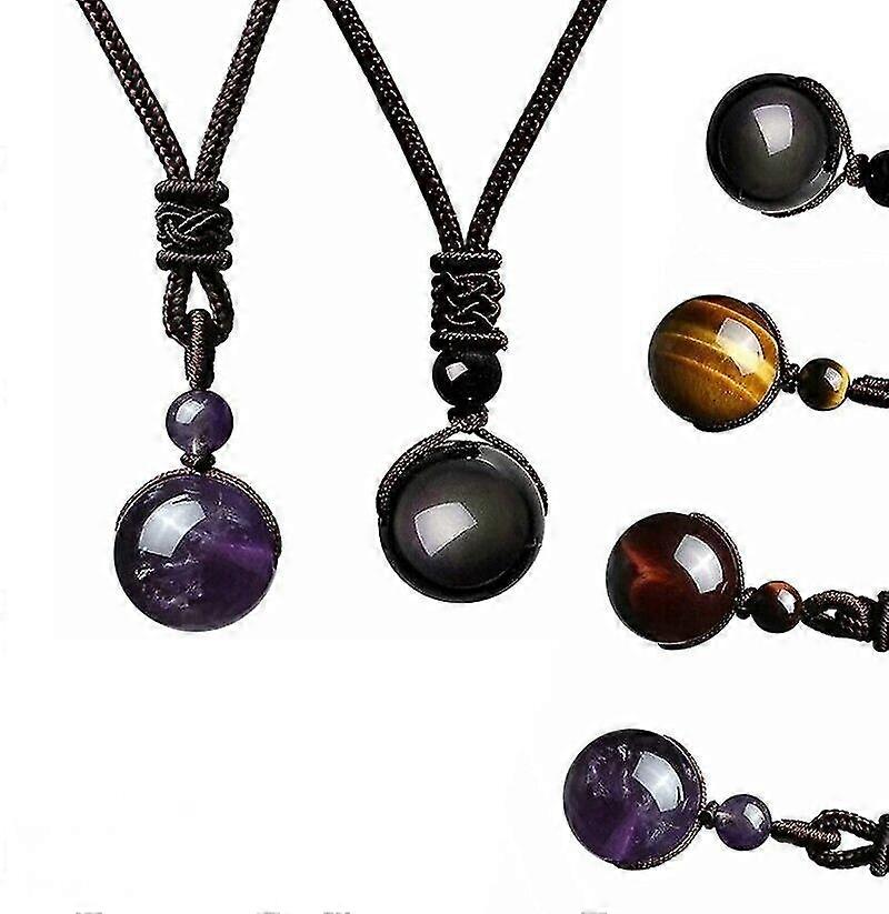 Natural Tiger Eye Black Obsidian Necklace