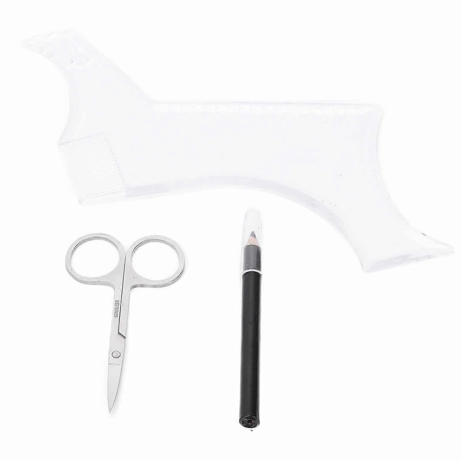 3pcs Men's Beard Shaping Tool Set Scissors Comb Pen Professional Beard Styling Tools