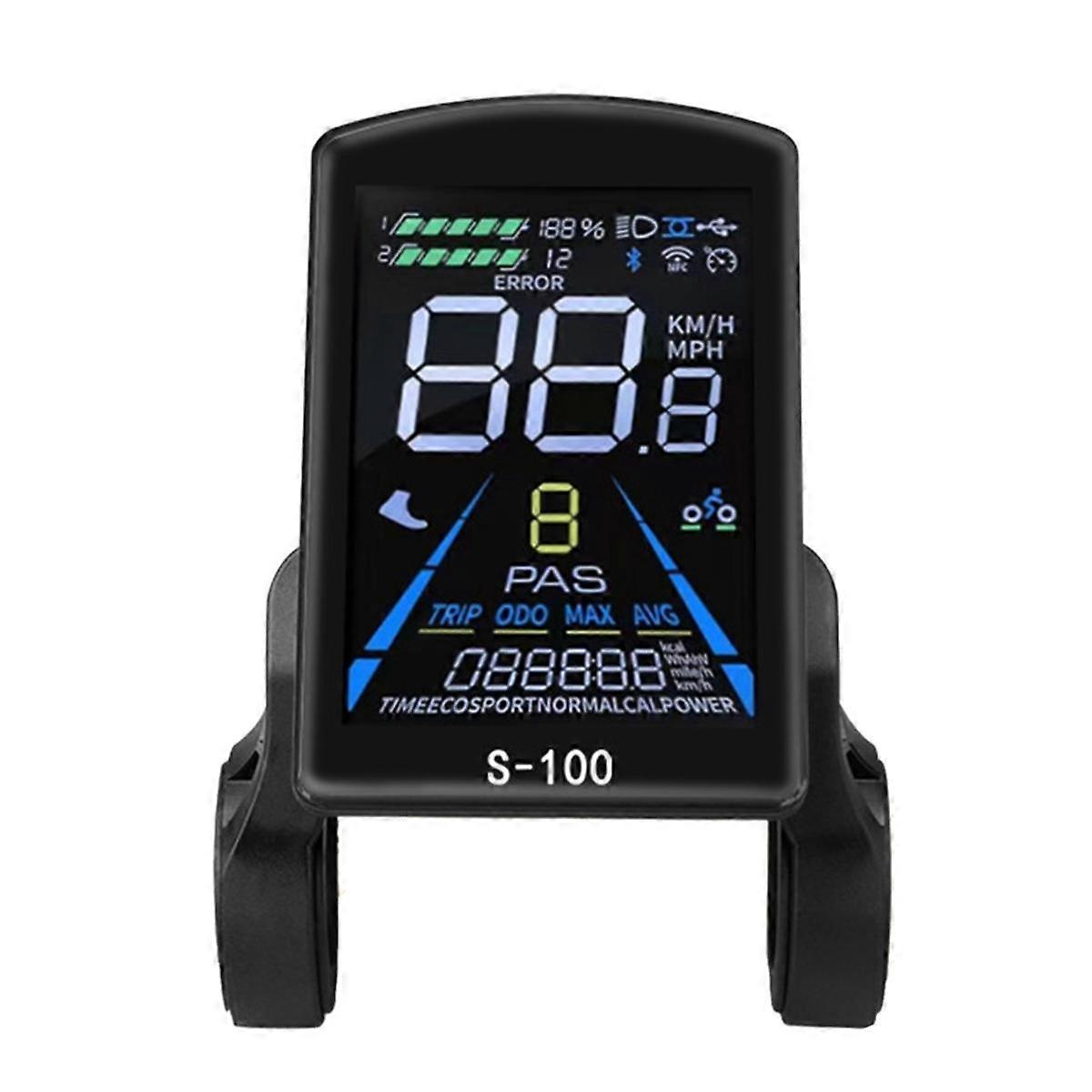 Electric Bicycle Display S-100 LCD Display Control 24V - 72V Speed Meter 5pin Speedometer SM Connec