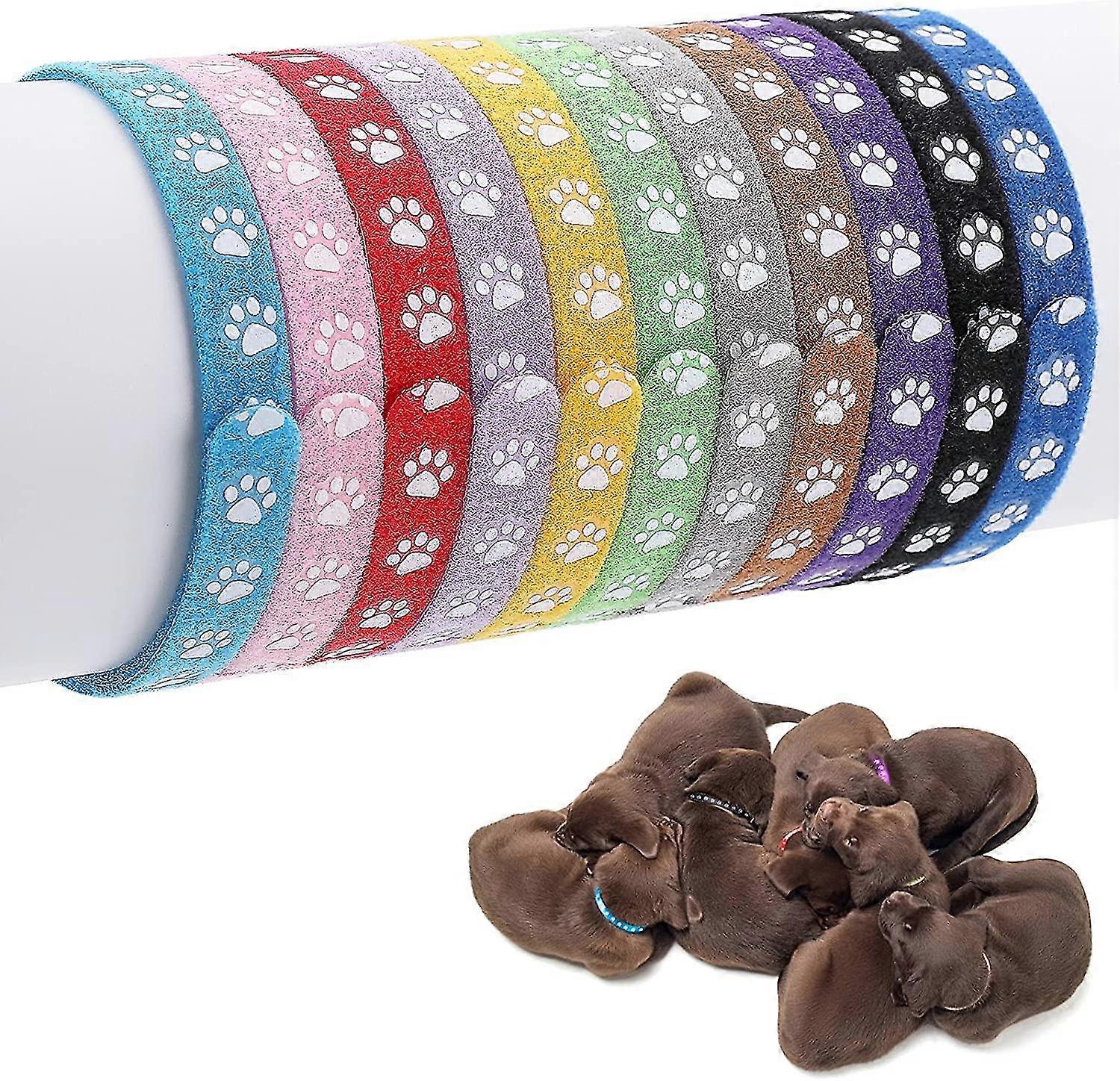 حزمة من 12 الياقات جرو ، رمي الياقات للكلاب الصغيرة ، الياقات معرف قابل للتعديل للكلاب القطط الصغيرة ، الياقات تحديد جرو ، الياقات حديثي الولادة