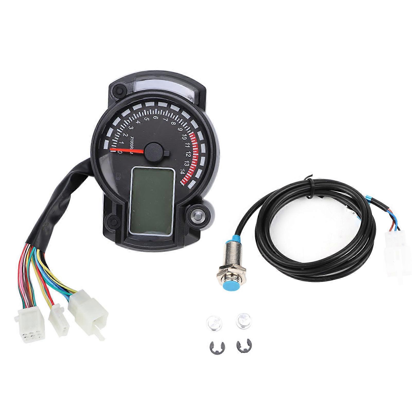 Universal Motorcycle Digital Colorful LCD Speedometer Odometer Tachometer W/ Speed Sensor E2U914