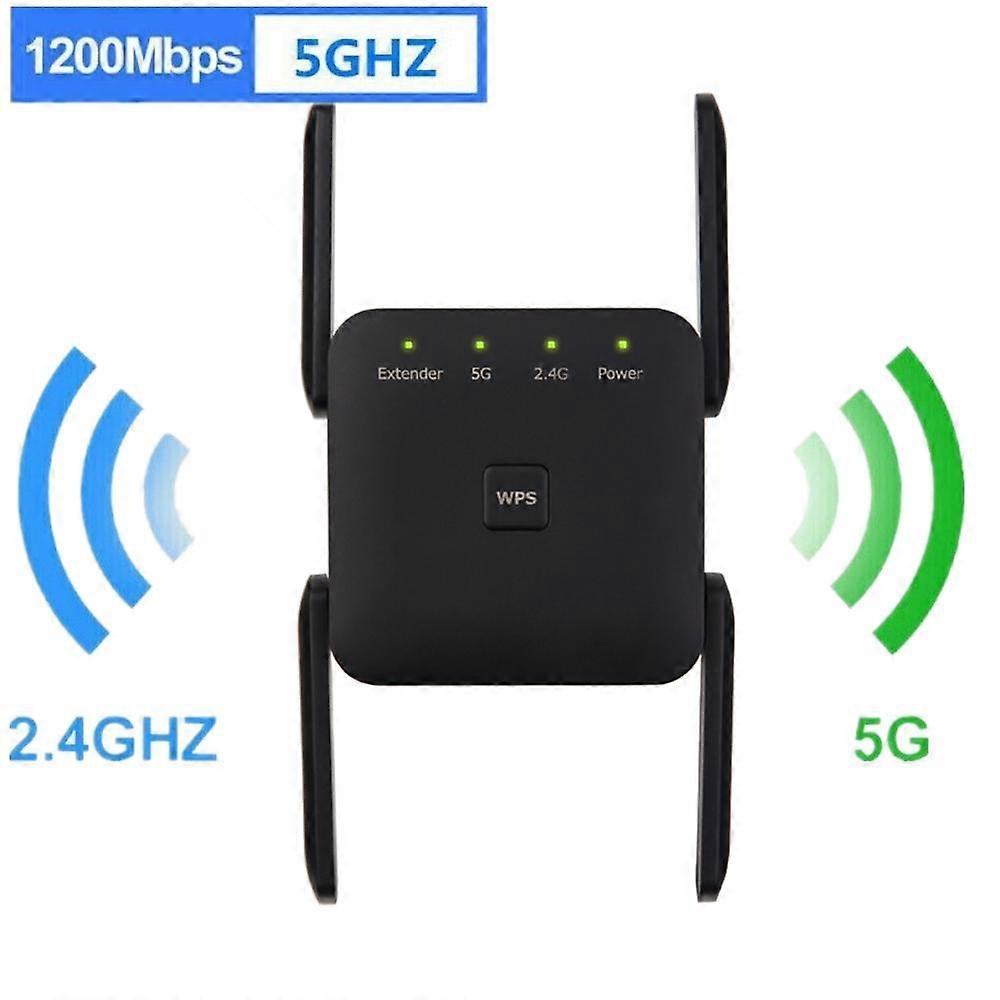 Wireless dual band WIFI repeater - black European standard