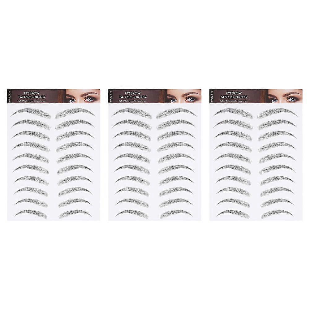 3 Sheets Waterproof Imitation Eyebrow Stickers Artificial Eyebrow Transfer Decal