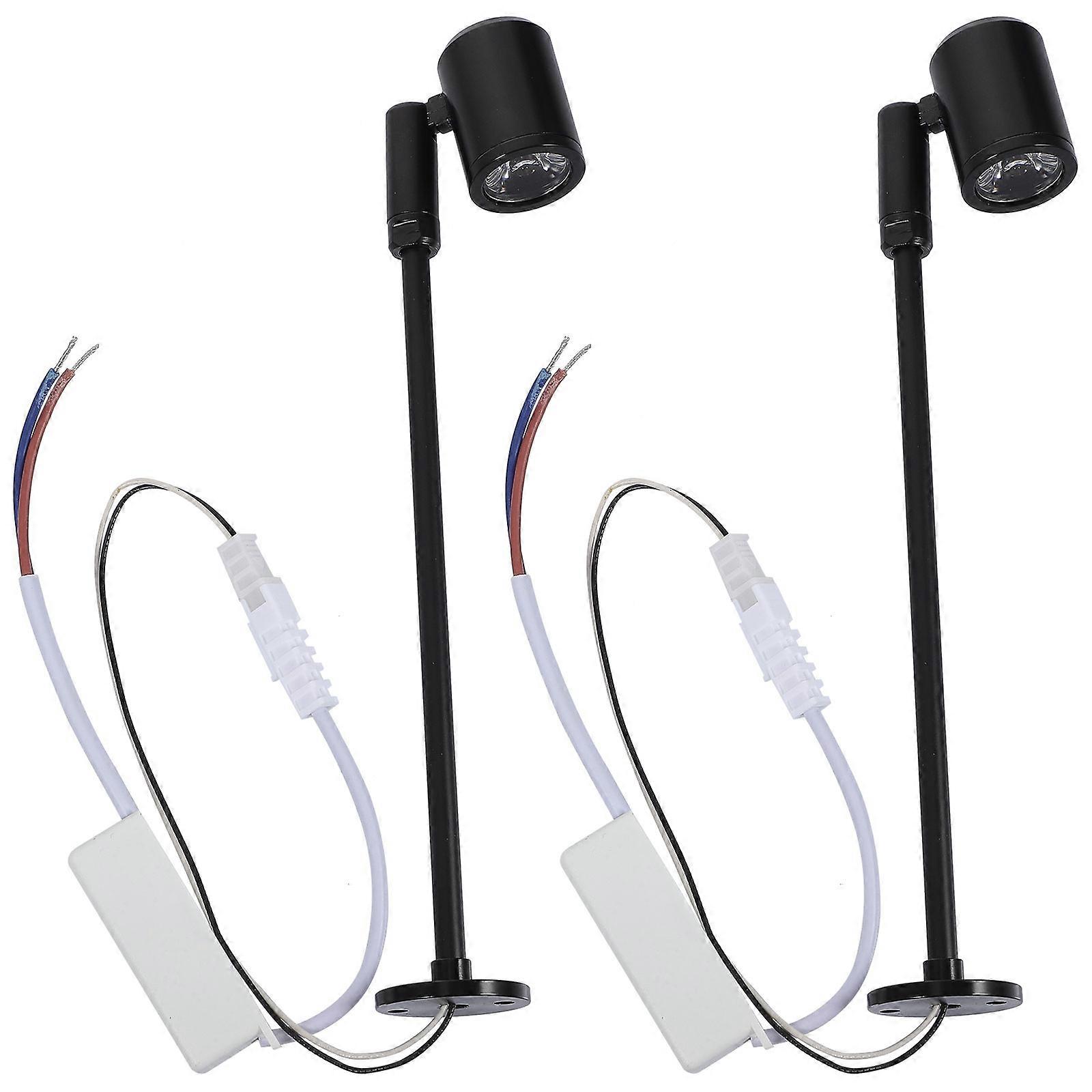 2PCS LED AC100V-265V 3W展示キャビネットジュエリーカウンタースポットライト215MM高ウォームホワイトライト(ブラック)