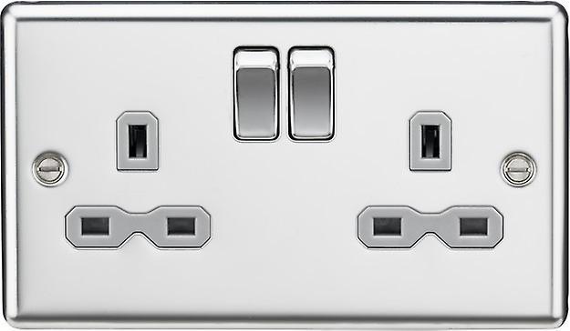 Knightsbridge 13A 2G DP Switched Socket with Grey Insert - Rounded Edge Polished Chrome - CL9PCG
