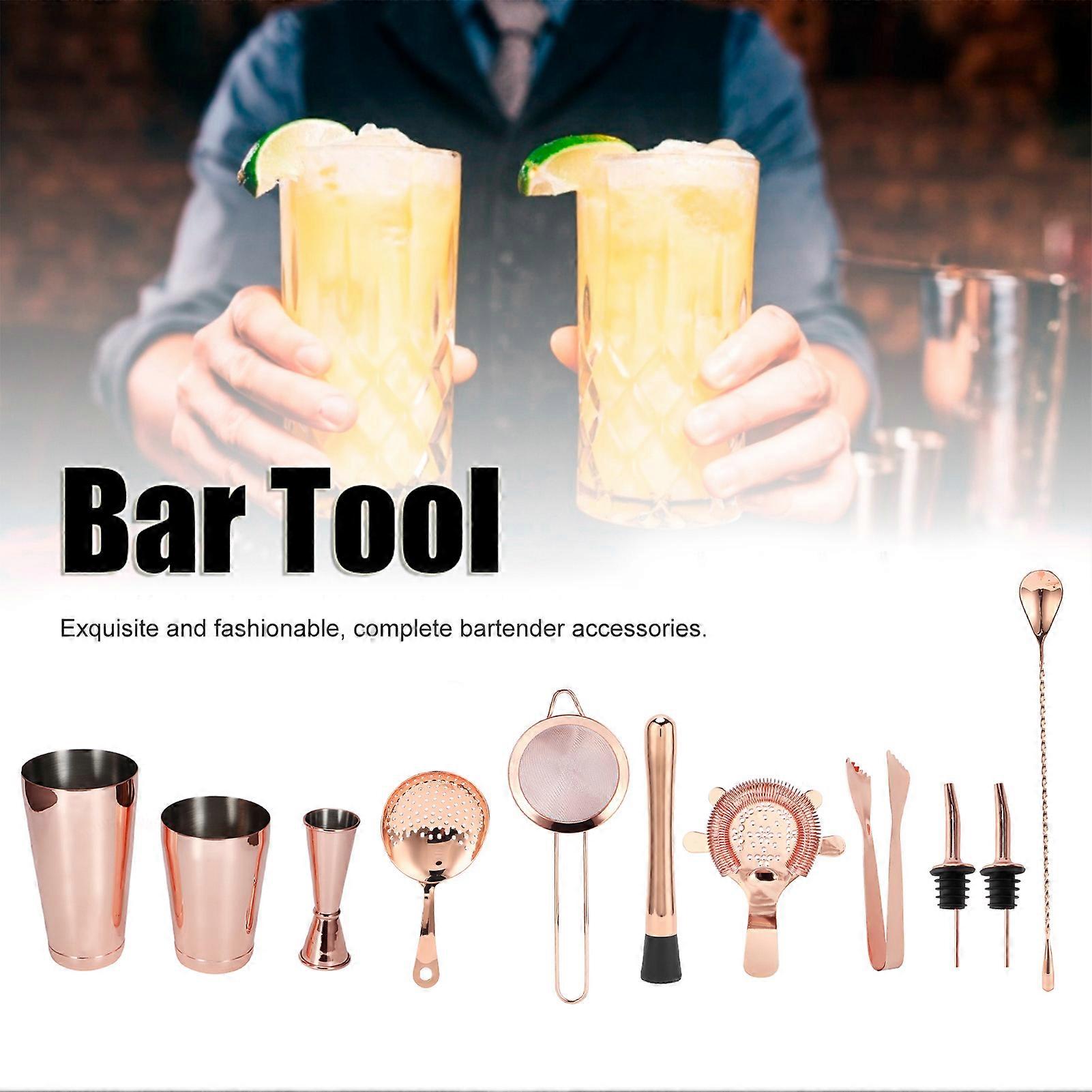 Cocktail Shaker Set - Bartender Kit with Stainless Steel Barware[Rose gold]