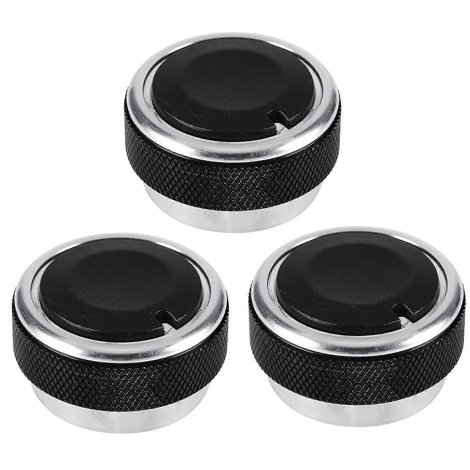 3pcs Car Air Conditioning Knob Switch Engine Start Rotation Button Outer Covering( Black )