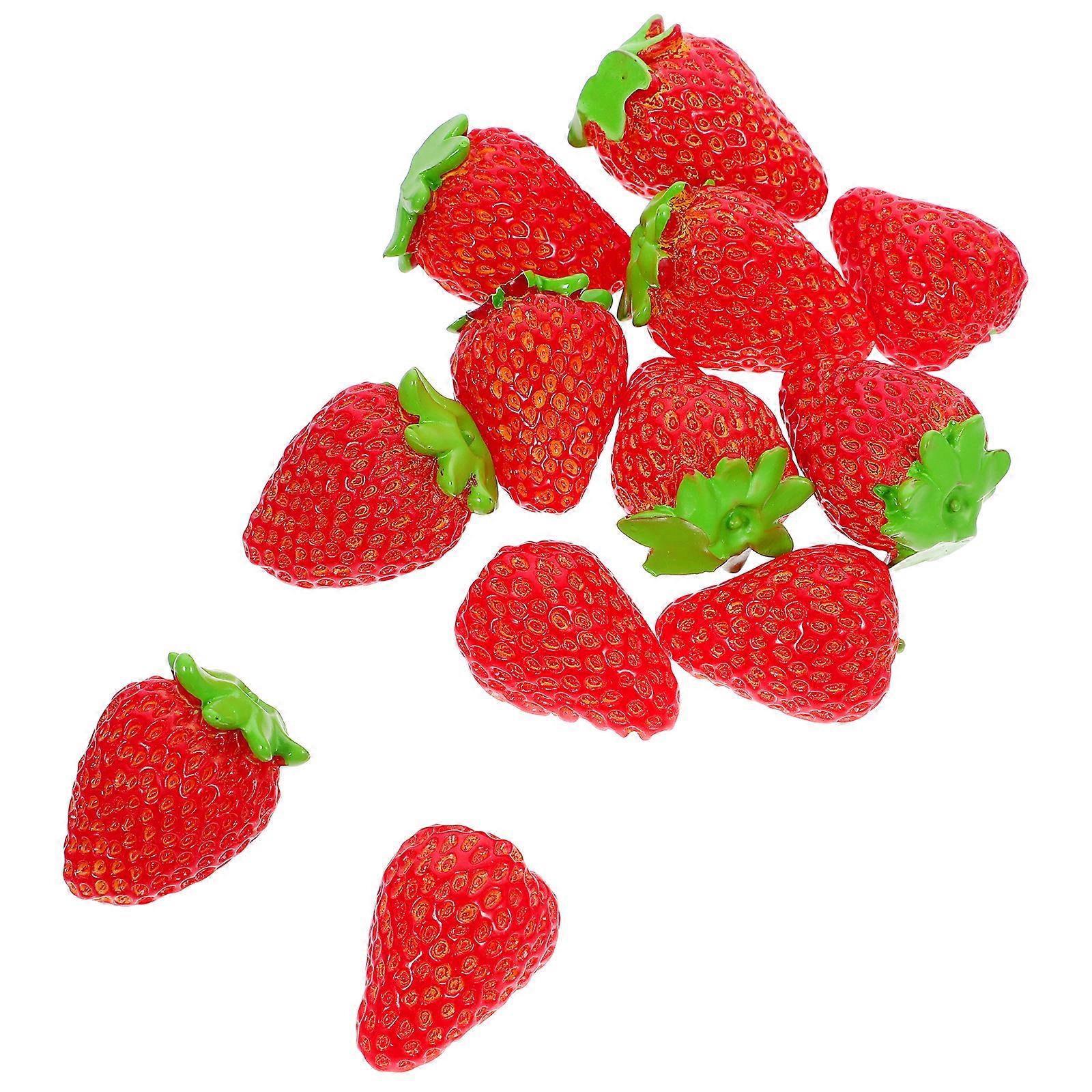 12pcs Artificial Strawberries Fake Lifelike Simulation Realistic Strawberry Artificial Fruits Decoration