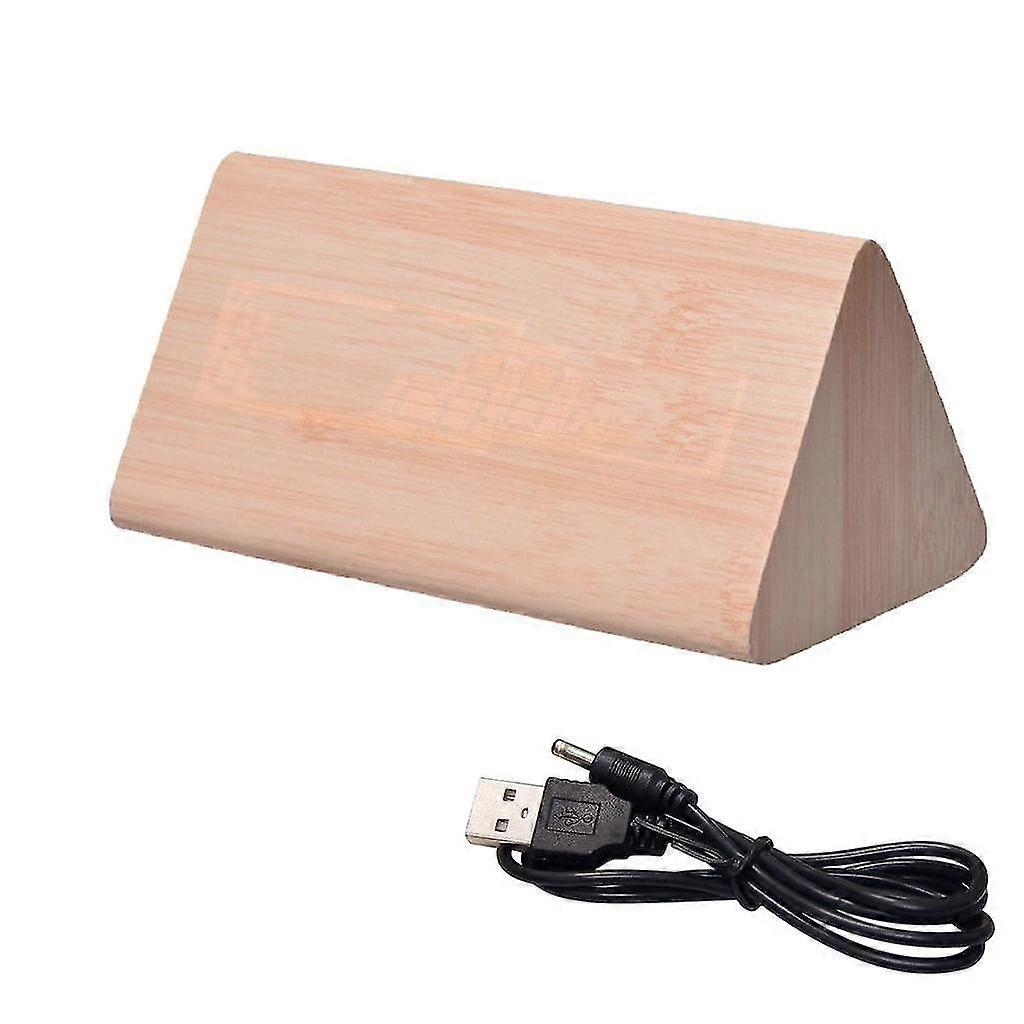 Wooden White Led Digital Alarm Desk Clock Thermometer Timer Calendar -black