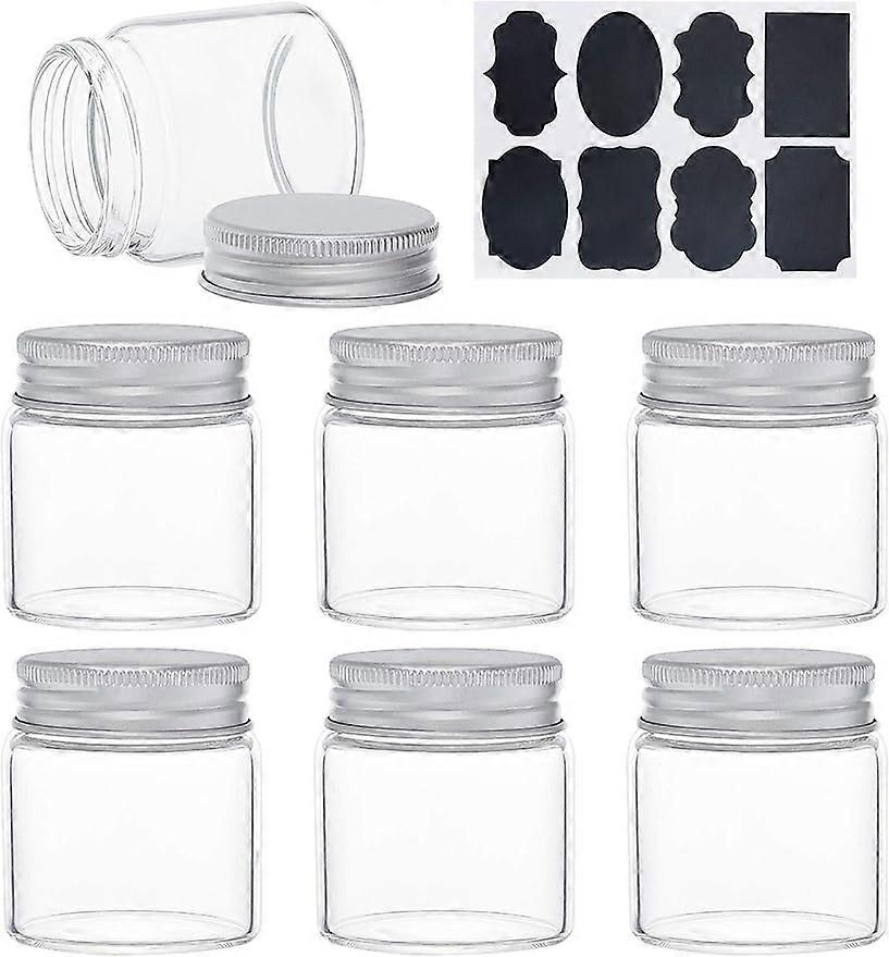 15PCS 1.7oz Clear Glass Bottles Candy Bottle with Aluminum Screw Top Empty Sample Jars with 2 Sheets Labels