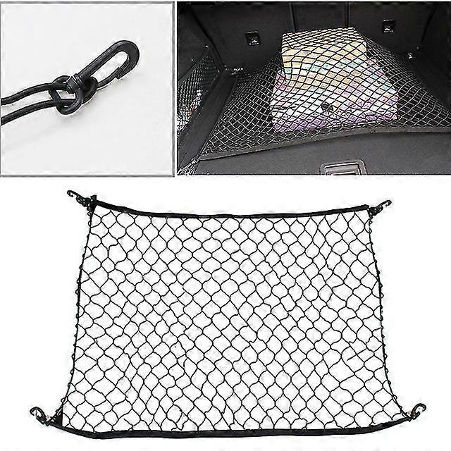 Car Elastic Nylon Rear Cargo Tidy Net Storage Organizer Cargo Net Hammock Trunk Organizer Vehicle Storage With 4 Adjustable Hook