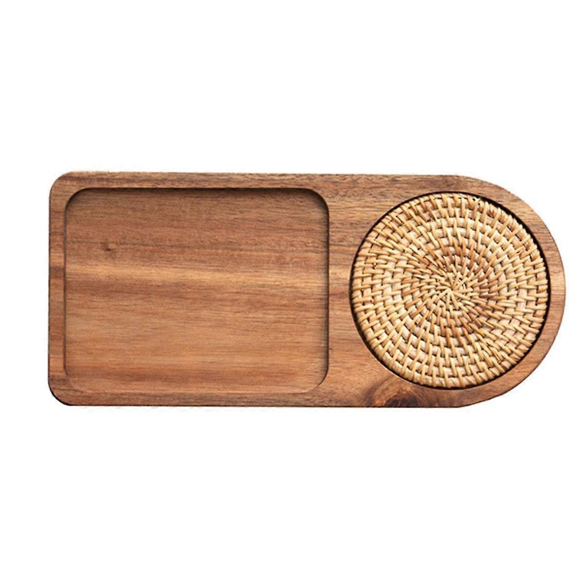 Coffee Tray Wood Plate Breakfast Tray for Serving Food Hospitality Coffeeware Teaware Decor Table D